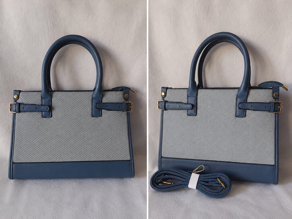 Sac à main bleu céleste — finitions nobles, double porté