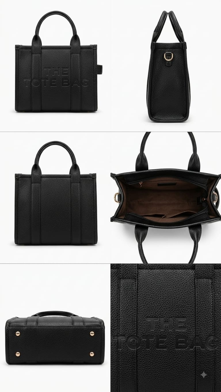 Sac cabas en similicuir grainé — noir