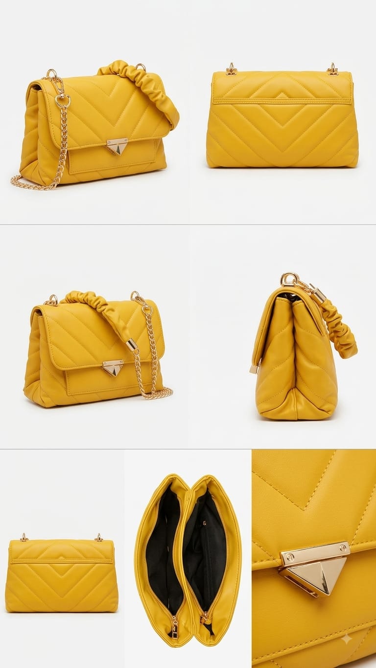 Sac à bandoulière en similicuir matelassé avec chaîne