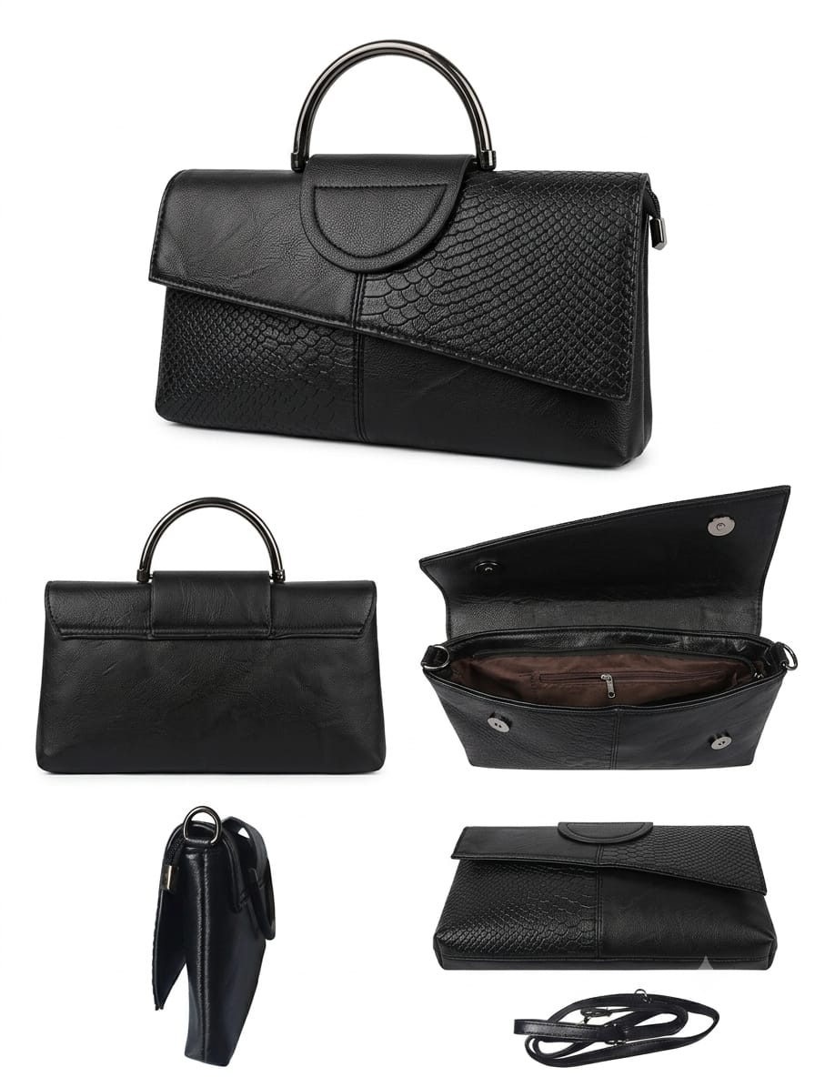 Pochette en similicuir à motif croco